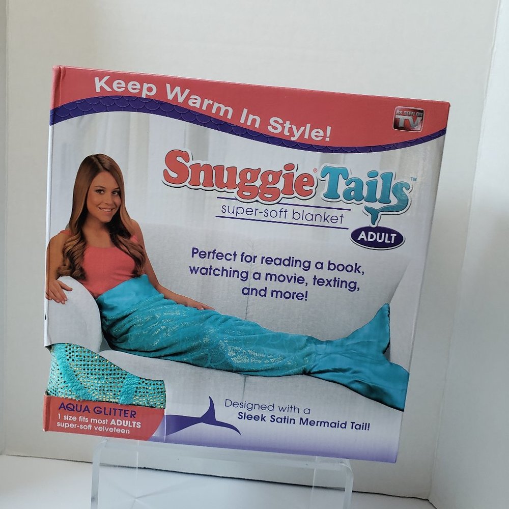 Snuggie Tails Adult Mermaid Tail Blanket Aqua Gltr